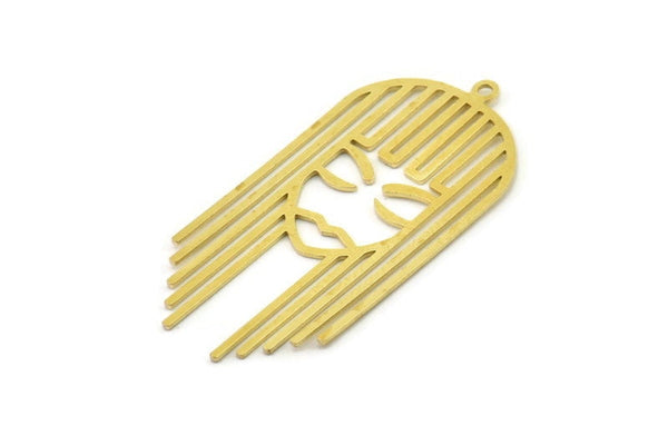 Brass Face Charm, Raw Brass Face Charms With 1 Loop, Face Earrings (43x21x0.60mm) SMP1573