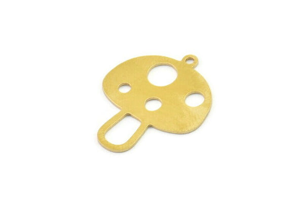 Pirinç Mantar Tılsımı, 1 Döngülü Ham Pirinç Mantar Tılsımları, Tılsım Küpeleri (25x20x0,60 mm) SMP1659