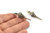 Bird Skull Charm, Antique Silver Plated Brass Bird Skull Necklace Pendants, Skull Charms With 1 Loop - Pad Size : 6mm (43x12x10mm) N2592
