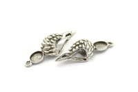 Bird Skull Charm, Antique Silver Plated Brass Bird Skull Necklace Pendants, Skull Charms With 1 Loop - Pad Size : 6x8mm (36x12x11mm) N2587