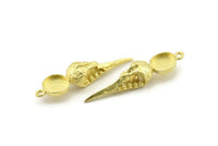 Bird Skull Charm, Raw Brass Bird Skull Necklace Pendants, Skull Charms With 1 Loop - Pad Size : 10mm (46x11x11mm) N2583