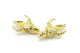 Brass Ox Skull, Raw Brass Ox Head Skull Charms With 1 Loop, Skull Pendants - Pad Size : 6x8mm (34x24x9mm) N2590
