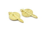Brass Sword Charm, Raw Brass Sword And Shield Charms With 1 Loop, Sword Pendants (35x18x3mm) N2612