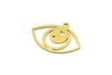 Brass Eye Charm, Raw Brass Eye Charms With 1 Loop, Findings (23x16x0.60mm) SMP1692