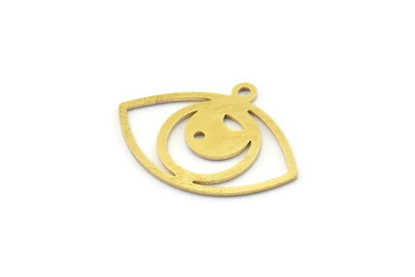 Brass Eye Charm, Raw Brass Eye Charms With 1 Loop, Findings (23x16x0.60mm) SMP1692