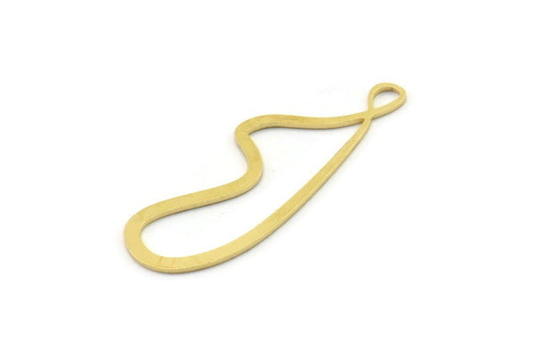 Pirinç Geometrik Charm, 1 Döngülü Düzensiz Ham Pirinç Charmlar, Charm Küpeler (43x15x0,80 mm) SMP1648