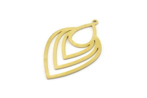 Brass Drop Charm, Raw Brass Drop Shaped Charms With 1 Loop, Findings (42x27x0.80mm) SMP1667