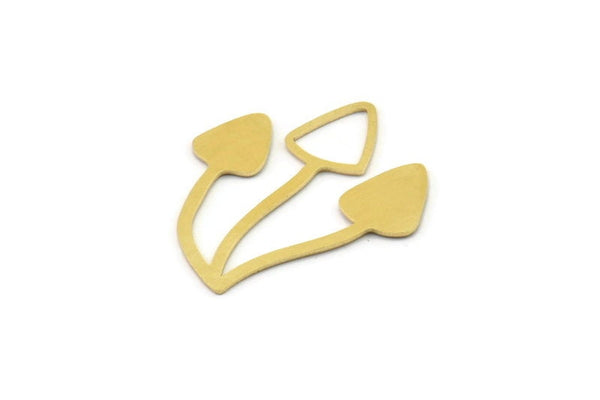 Brass Mushroom Charm, Raw Brass Mushroom Pendants, Charm Earrings (32x28x0.60mm) SMP1642