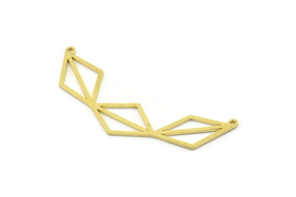 Brass Triangle Charm, Raw Brass Triangle Pendants With 2 Loops, Findings (56x13x0.80mm) SMP1583