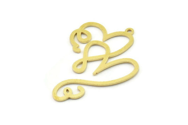 Brass Heart Charm, Raw Brass Heart Charms With 1 Loop, Heart Earrings, Pendants (38x29x0.80mm) SMP1591