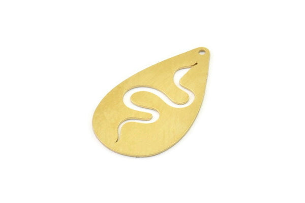 Brass Snake Charm, Raw Brass Drop Charms With 1 Hole, Snake Earrings (35x21x0.60mm) SMP1639