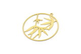 Brass Leaf Charm, Raw Brass Circle Charms With 1 Loop, Charm Earrings (38x35x0.60mm) SMP1661