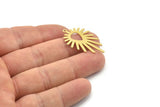 Brass Sun Charm, Raw Brass Drop Charms With 1 Loop, Brass Earrings (34x19x0.60mm) SMP1678