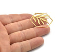 Brass Leaf Charm, Raw Brass Hexagon Charms With 1 Hole, Charm Earrings (35x31x0.60mm) SMP1683