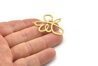 Brass Flower Charm, Raw Brass Dangle Pendants, Flower Earrings With 1 Loop (40x30x0.80mm) SMP1570