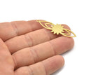 Brass Flower Charm, Raw Brass Dangle Pendants, Flower Earrings With 1 Loop (44x15x0.60mm) SMP1654