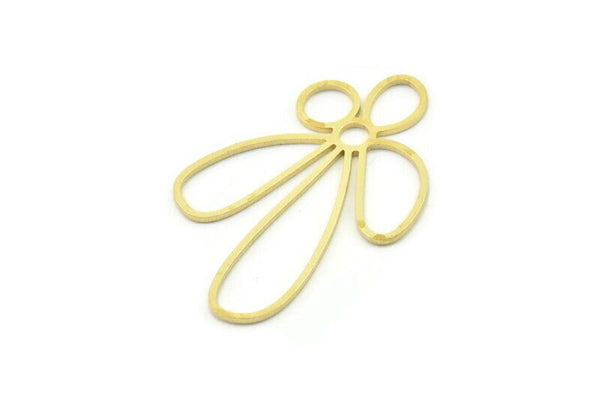 Brass Flower Charm, Raw Brass Dangle Pendants, Flower Earrings (40x28x0.80mm) SMP1563