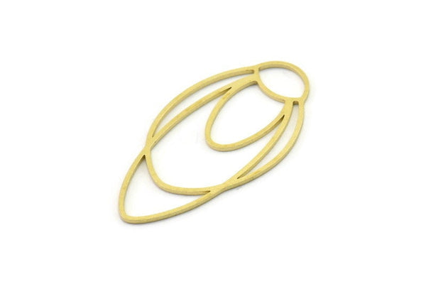 Pirinç Geometrik Charm, Ham Pirinç Markiz Charmlar, Charm Küpeler (40x21x0,80 mm) SMP1621