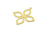 Brass Flower Charm, Raw Brass Dangle Pendants, Flower Earrings With 1 Loop (34x32x0.60mm) SMP1582