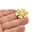 Brass Flower Charm, Raw Brass Dangle Pendants, Flower Earrings With 1 Loop (32x30x0.60mm) SMP1599