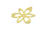 Brass Flower Charm, Raw Brass Dangle Pendants, Flower Earrings With 1 Loop (32x28x0.60mm) SMP1568