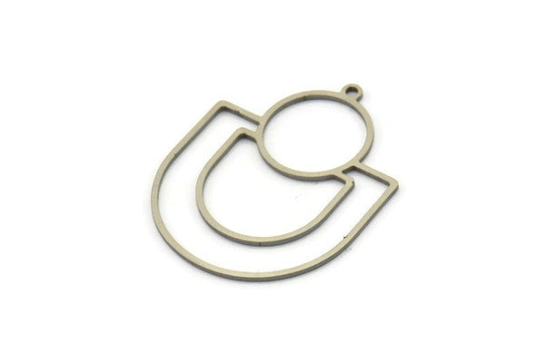 Steel D Shaped Charm, Stainless Steel D Shaped Charms With 1 Loop, Earrings, Findings (33x26x0.80mm) SMP1623