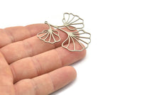 Steel Leaf Charm, Stainless Steel Ginkgo Leaf Charms With 1 Loop, Charm Pendants (43x41x0.80mm) SMP1638