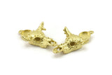 Brass Ox Skull, Raw Brass Ox Head Skull Charms With 1 Loop, Skull Pendants - Pad Size : 8mm (40x26x8mm) N2599