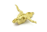 Brass Ox Skull, Raw Brass Ox Head Skull Charms With 1 Loop, Skull Pendants - Pad Size : 8mm (47x38x12mm) N2604