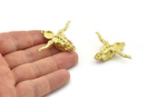 Brass Ox Skull, Raw Brass Ox Head Skull Charms With 1 Loop, Skull Pendants - Pad Size : 8mm (47x38x12mm) N2604