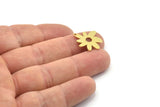 Brass Flower Charm, Raw Brass Flower Charms With 1 Hole (20x18x0.80mm) SMP1550
