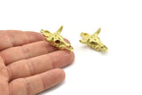 Brass Ox Skull, Raw Brass Ox Head Skull Charms With 1 Loop, Skull Pendants - Pad Size : 6x8mm (39x25x9mm) N2602
