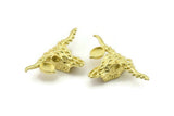 Brass Ox Skull, Raw Brass Ox Head Skull Charms With 1 Loop, Skull Pendants - Pad Size : 6x8mm (47x29x10mm) N2603