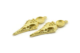 Bird Skull Charm, Raw Brass Bird Skull Necklace Pendants, Skull Charms With 1 Loop - Pad Size : 8mm (44x17x7mm) N2596