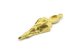 Bird Skull Charm, Raw Brass Bird Skull Necklace Pendants, Skull Charms With 1 Loop - Pad Size : 6x8mm (44x15x7mm) N2601