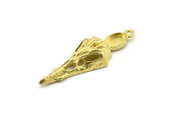 Bird Skull Charm, Raw Brass Bird Skull Necklace Pendants, Skull Charms With 1 Loop - Pad Size : 6x8mm (44x15x7mm) N2601