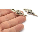 Bird Skull Charm, Antique Silver Plated Brass Bird Skull Necklace Pendants, Skull Charms With 1 Loop - Pad Size : 6x8mm (44x15x7mm) N2601