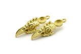 Bird Skull Charm, Raw Brass Bird Skull Necklace Pendants, Skull Charms With 1 Loop - Pad Size : 6mm (35x9x11mm) N2589