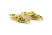 Bird Skull Charm, Raw Brass Bird Skull Necklace Pendants, Skull Charms With 1 Loop - Pad Size : 6x8mm (37x9x10mm) N2597