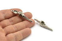 Bird Skull Charm, Antique Silver Plated Brass Bird Skull Necklace Pendants, Skull Charms With 1 Loop - Pad Size : 6x8mm (45x9x10mm) N2582