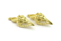 Bird Skull Charm, Raw Brass Bird Skull Necklace Pendants, Skull Charms With 1 Loop - Pad Size : 6x8mm (37x11x11mm) N2598