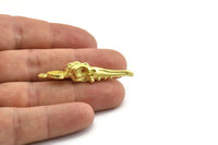 Bird Skull Charm, Raw Brass Bird Skull Necklace Pendants, Skull Charms With 1 Loop - Pad Size : 6x8mm (46x9x10mm) N2600