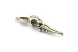 Bird Skull Charm, Antique Silver Plated Brass Bird Skull Necklace Pendants, Skull Charms With 1 Loop - Pad Size : 6x8mm (46x9x10mm) N2600