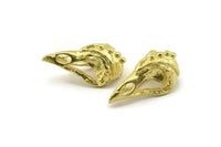 Tiny Bird Skull, Raw Brass Bird Skull Pendants, Brass Skull Charm (24x12x11mm) N2593
