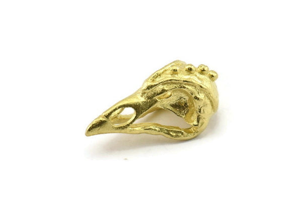 Tiny Bird Skull, Raw Brass Bird Skull Pendants, Brass Skull Charm (24x12x11mm) N2593
