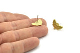 Brass Butterfly Earring, Raw Brass Butterfly Shaped Stud Earrings (16x11x1.5mm) N2606