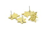 Brass Ladybird Earring, Raw Brass Ladybird Shaped Stud Earrings (15x14x1.5mm) N2607