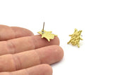 Brass Ladybird Earring, Raw Brass Ladybird Shaped Stud Earrings (15x14x1.5mm) N2607