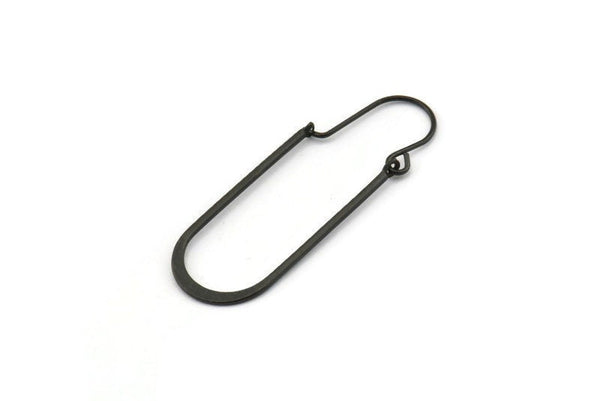 Black Earring Wires, 4 Oxidized Black Brass Earring Studs, Wire Hoops  (40x13mm) D0576 H0937