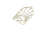 Silver Sun Charm, 4 Antique Silver Plated Brass Mountain Charms With 1 Loop, Sun Rising Charms, Findings (32x20x0.60mm) A6357